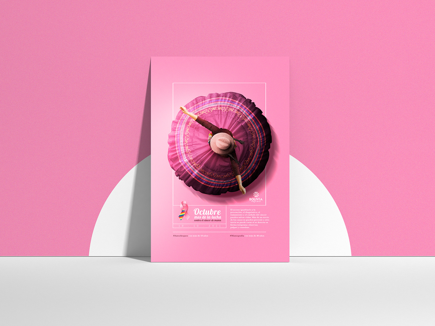 Advertising  bolivia cancer cholita design graphic pink publicidad