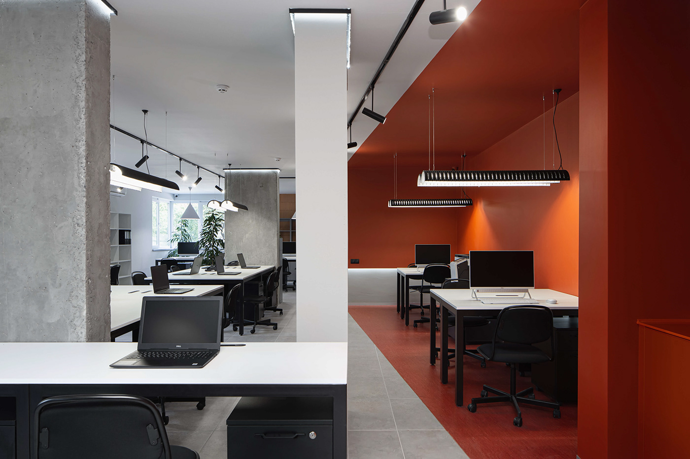 beton glass Interior modern Office orange