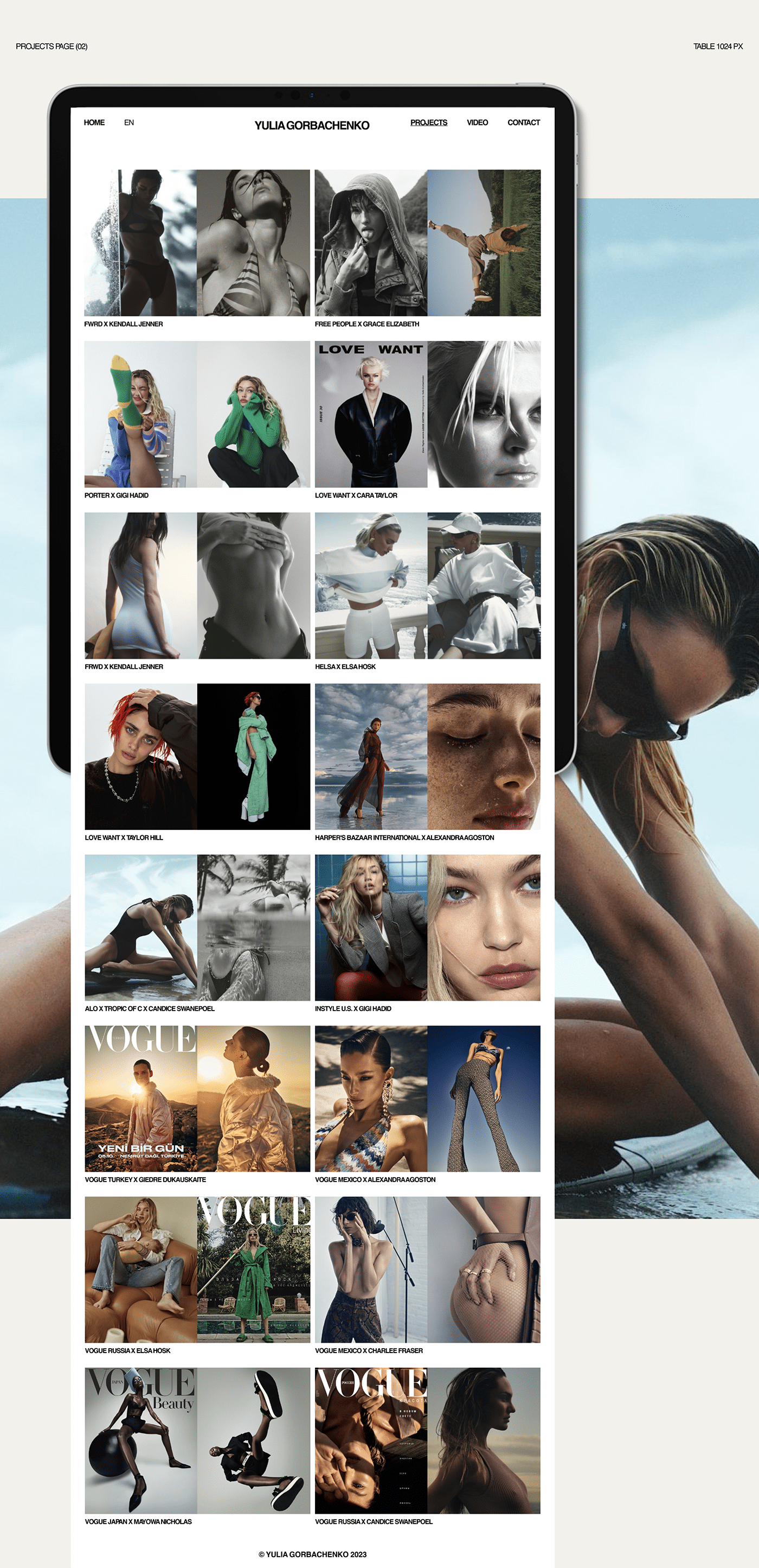 Photography  Fashion  model design designer Website Web Design  Figma UX design UI/UX
