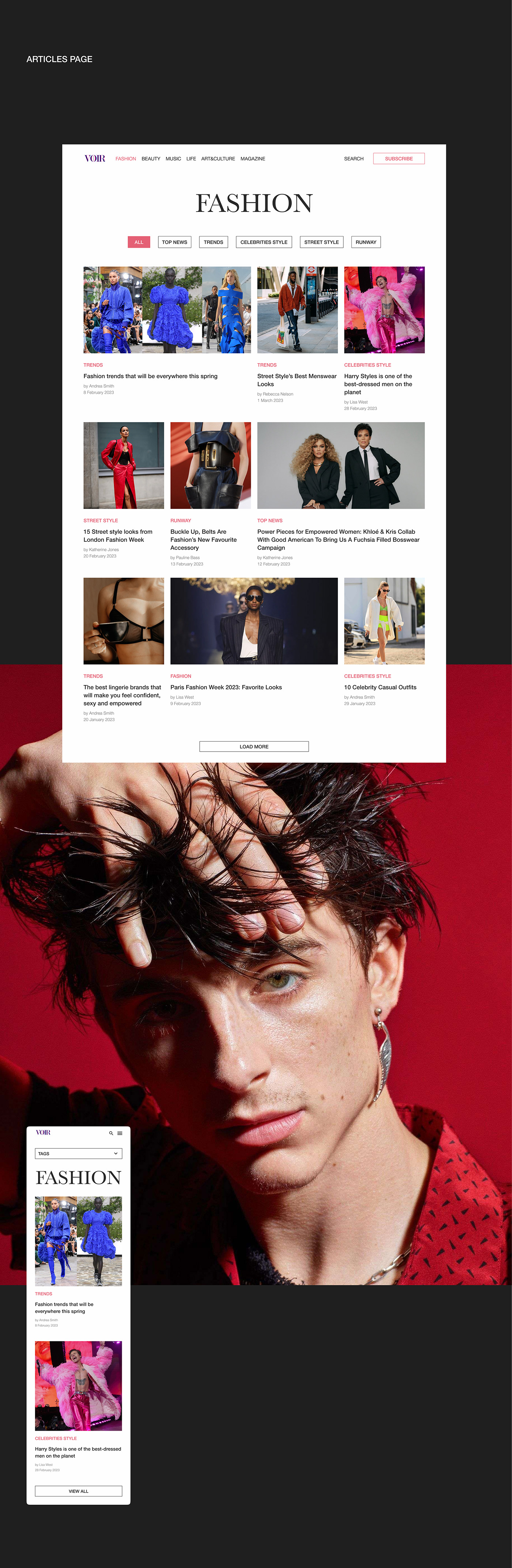Fashion  Figma landing page Magazine design ui design UI/UX ux Web Design  Website