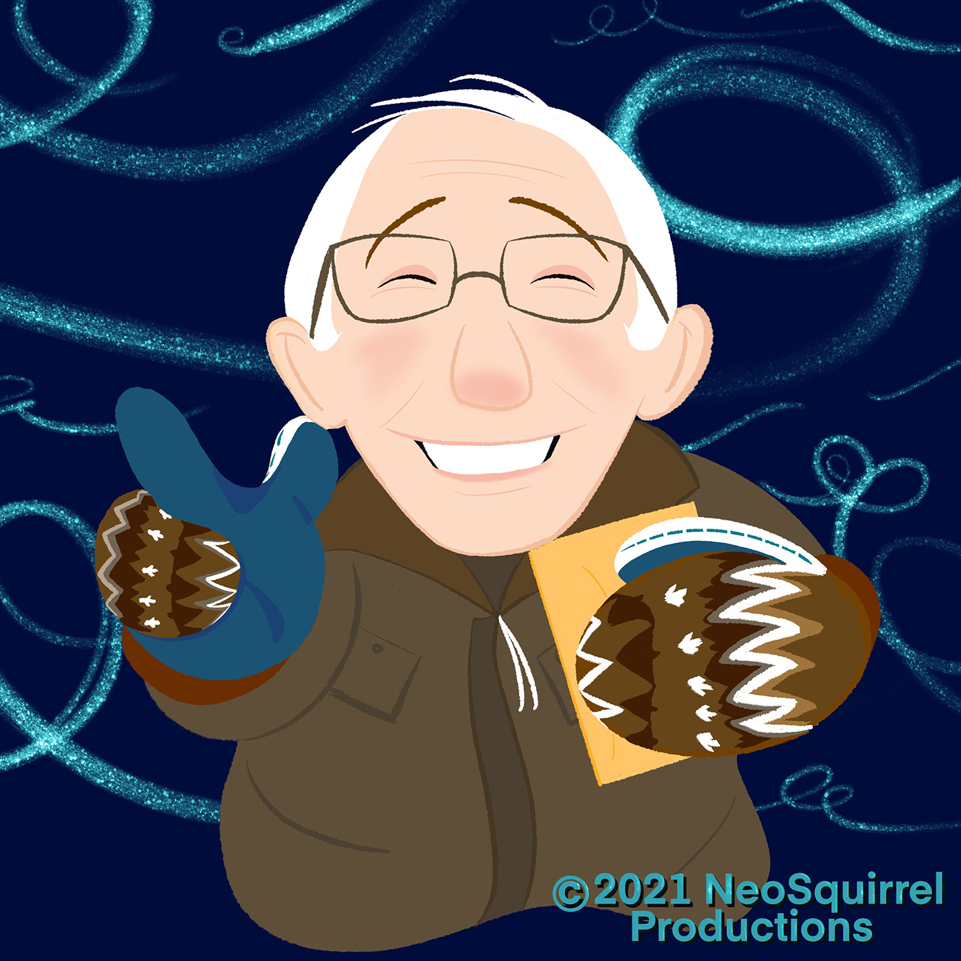 Bernie Sanders Berniememe chicagoartist Digital Drawing ILLUSTRATION  mittens neosquirrel sketch