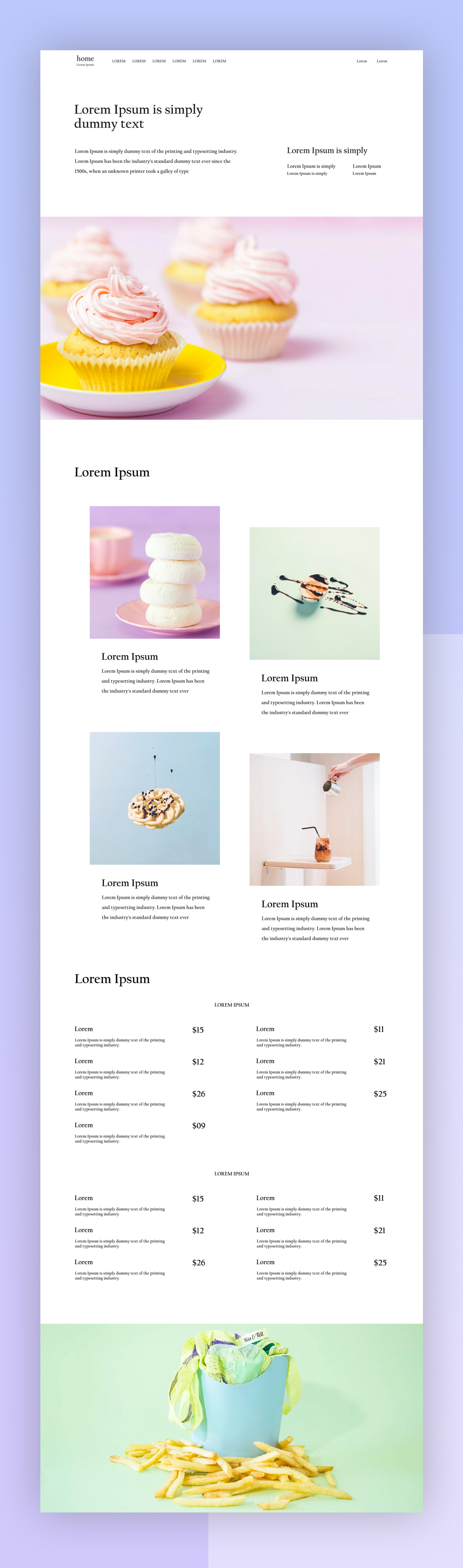 Website Web UI ux design minimal White Food  cake home