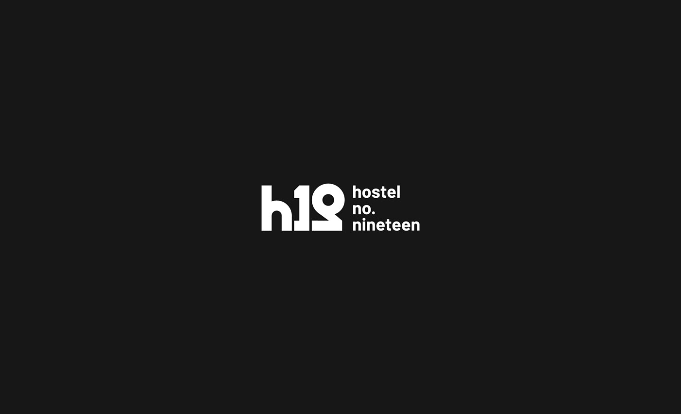 b&w black and white bold brand identity branding  hostel hotel logo Monochromatic visual identity