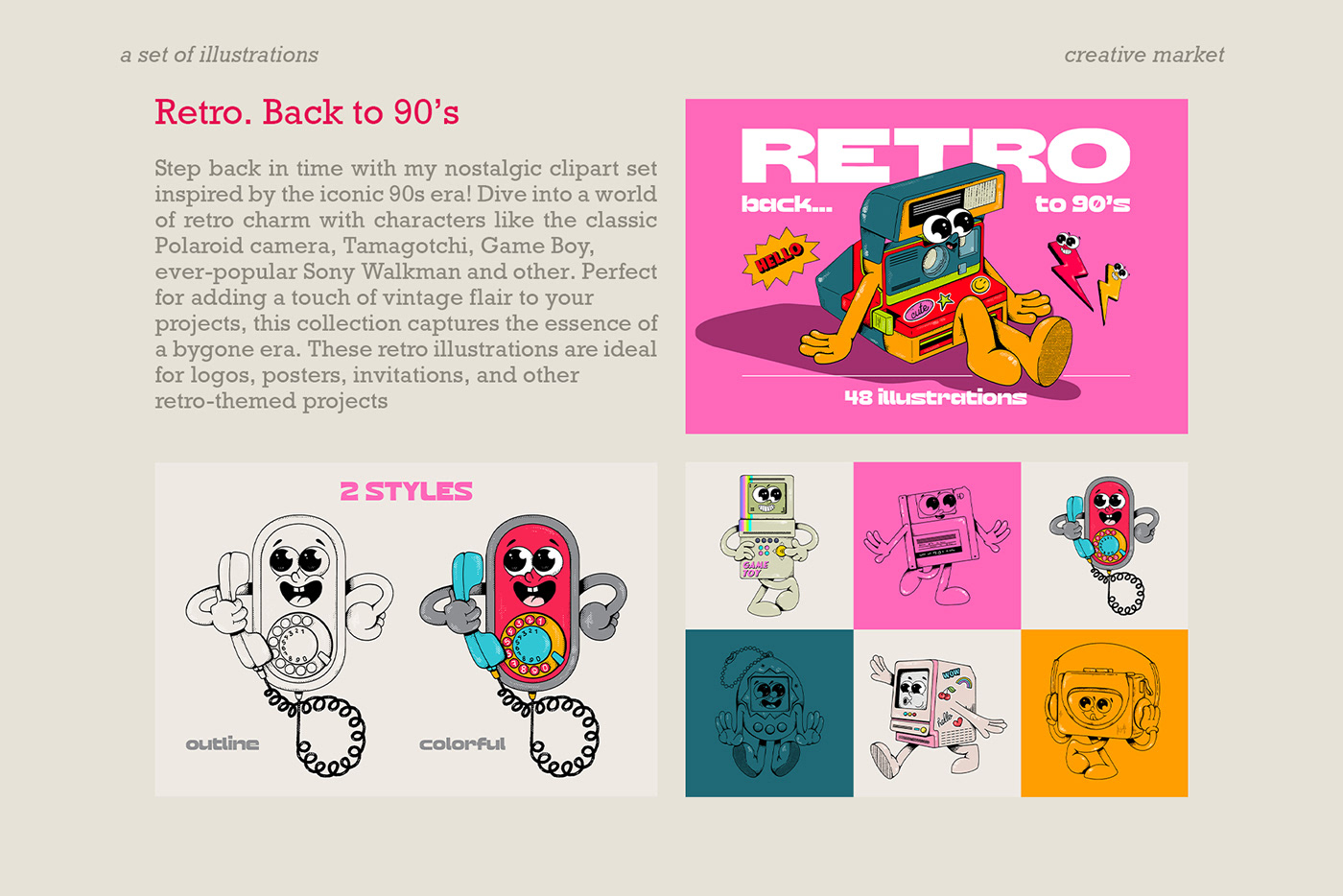 portfolio CV Resume Character design  cartoon character Graphic Designer Illustrator digital illustration Procreate retro style