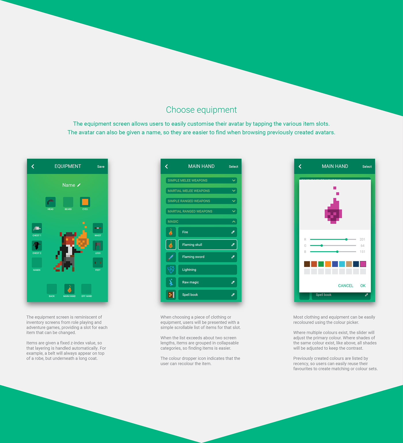 Pixel art ILLUSTRATION  android Games Dungeons and Dragons concept app UI/UX