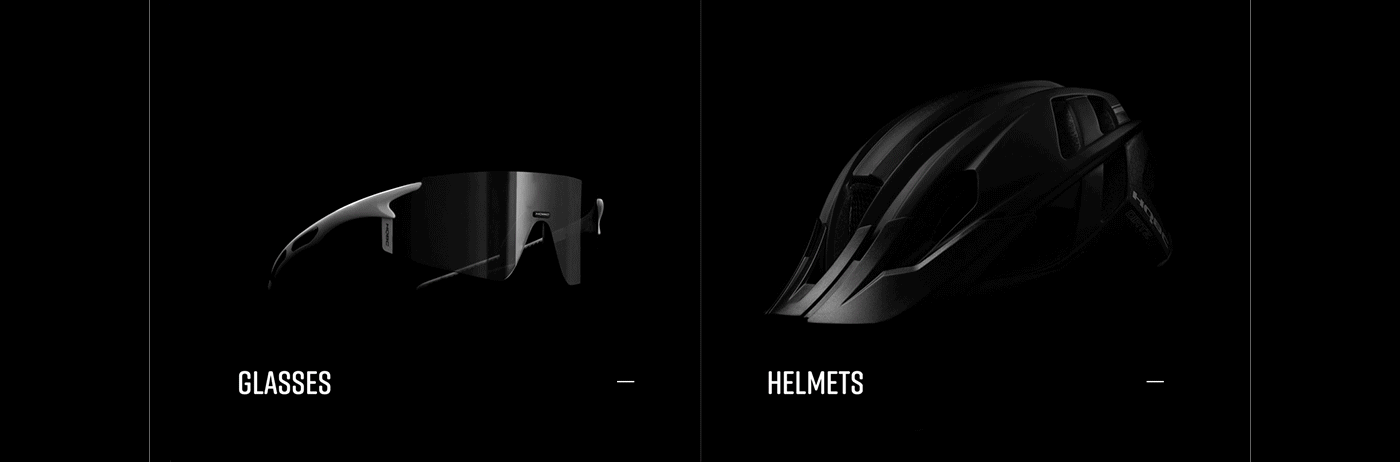 Bike Bicycle Cycling helmets eyewear microsite dark minimal animations Website
