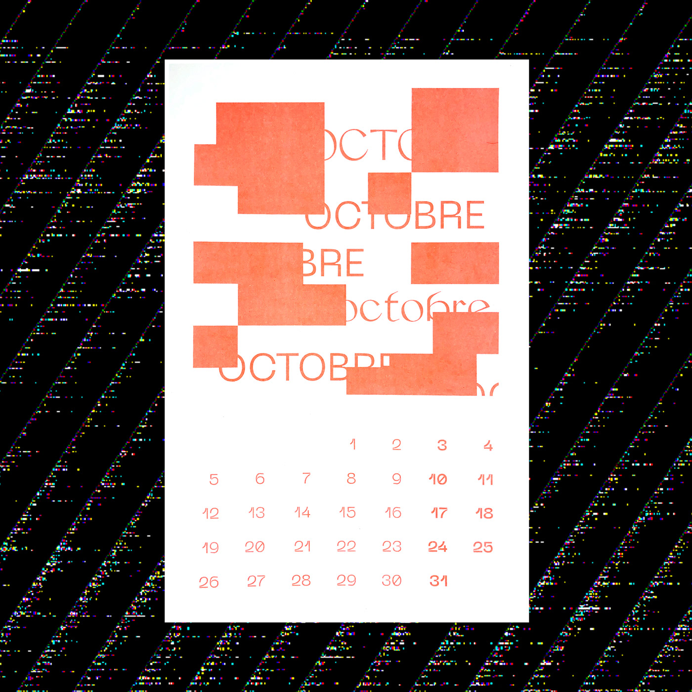 calendar Riso print calendrier Risographie tabloid Montreal new year date schedule