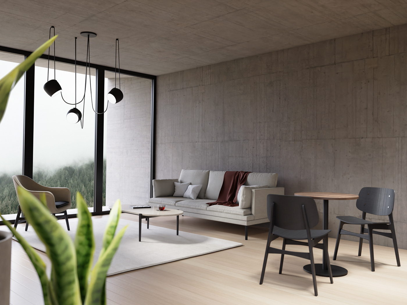 architecture CGI concrete Cottage design interior design  lea Render smpl visualizations