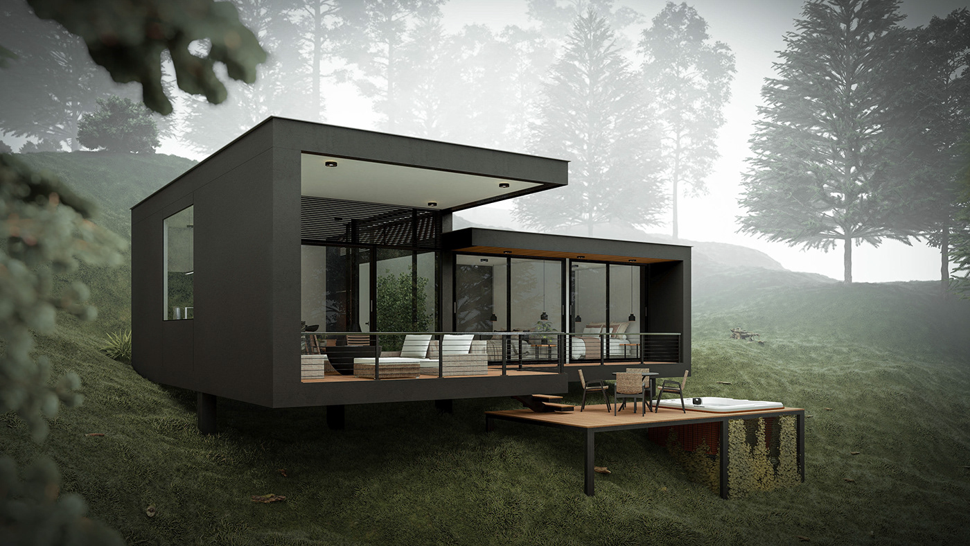 airbnb architecture archviz arquitectura cabana cabin diseño arquitectonico Ecoturismo visualizacion