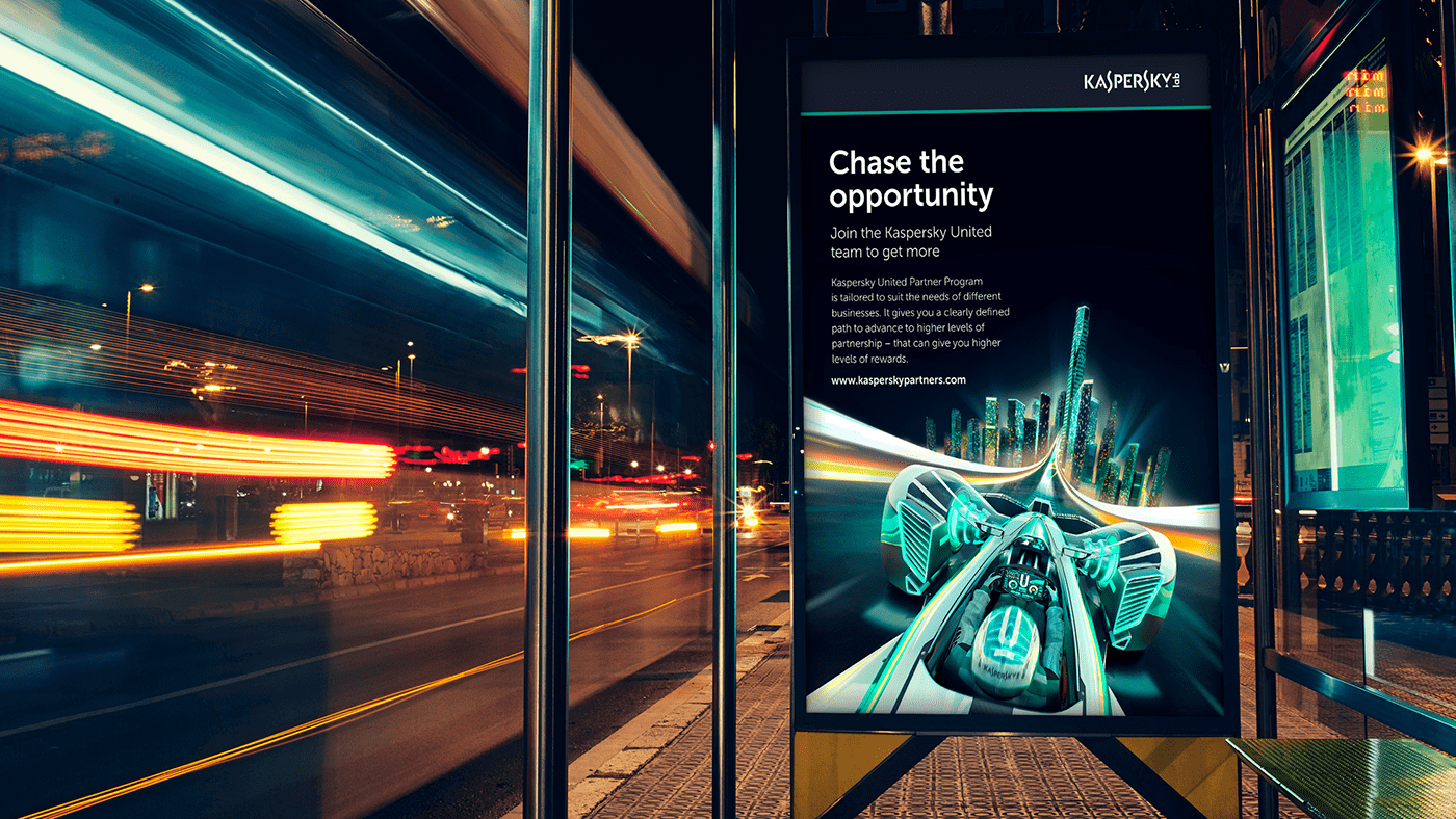 3D Advertising  banner campaign car key visual marketing   Render visualization Kaspersky