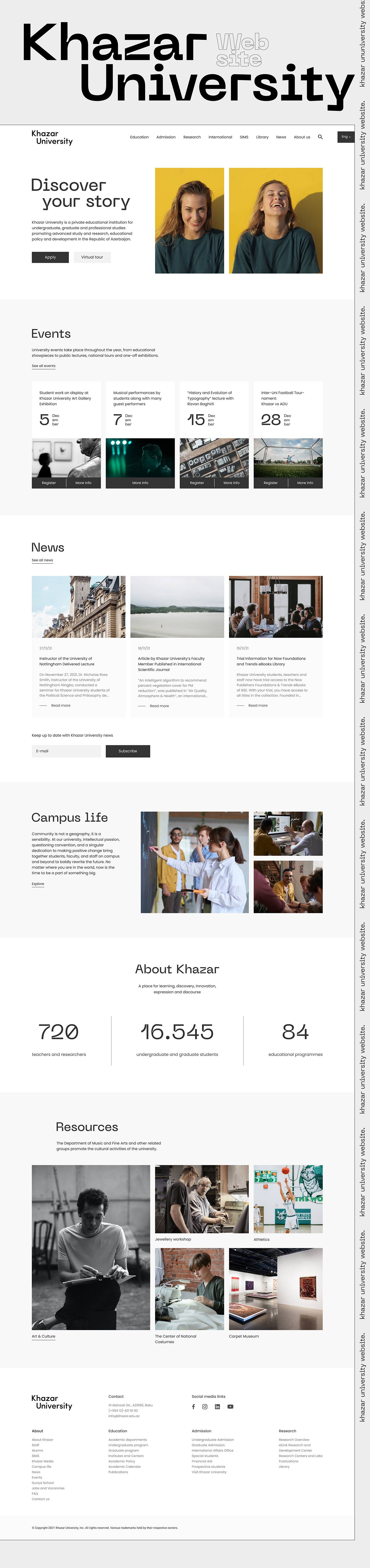 academic collage Education Khazar University student University UX&UI Web Design  Website