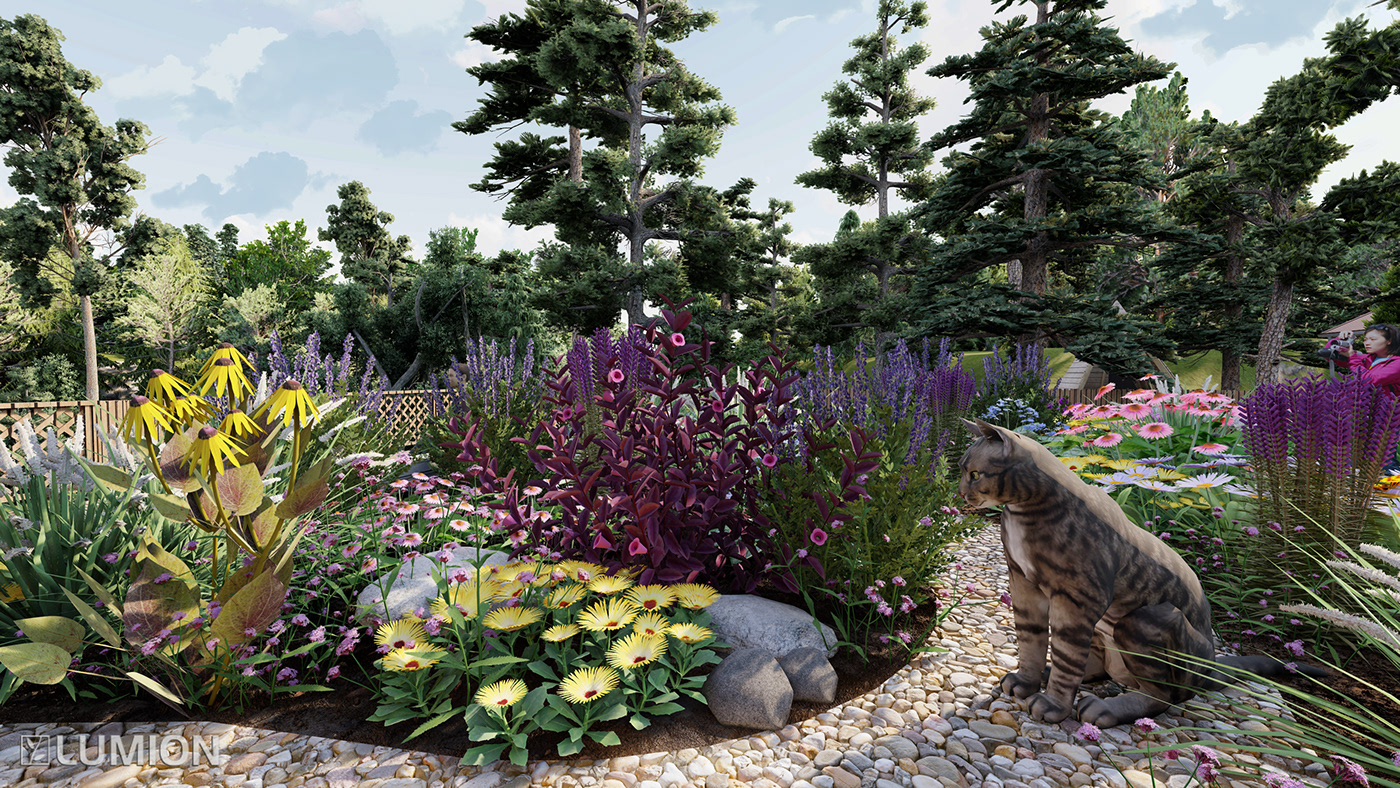 3D garden design Landscape Landscape Design naturalistic Nature Render visualization