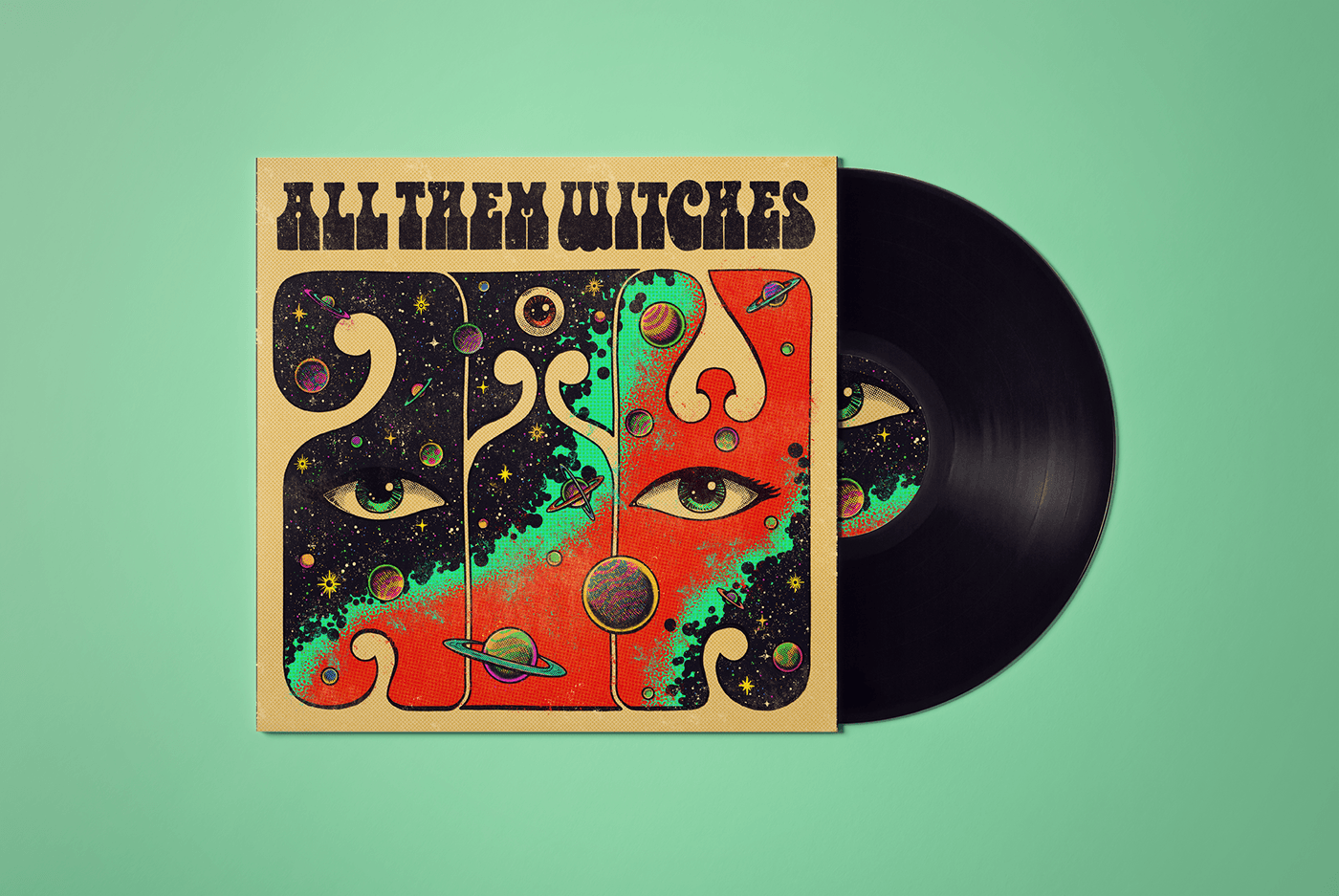 ILLUSTRATION  Digital Art  vintage psychedelic vinyl cover music rock album cover Space 