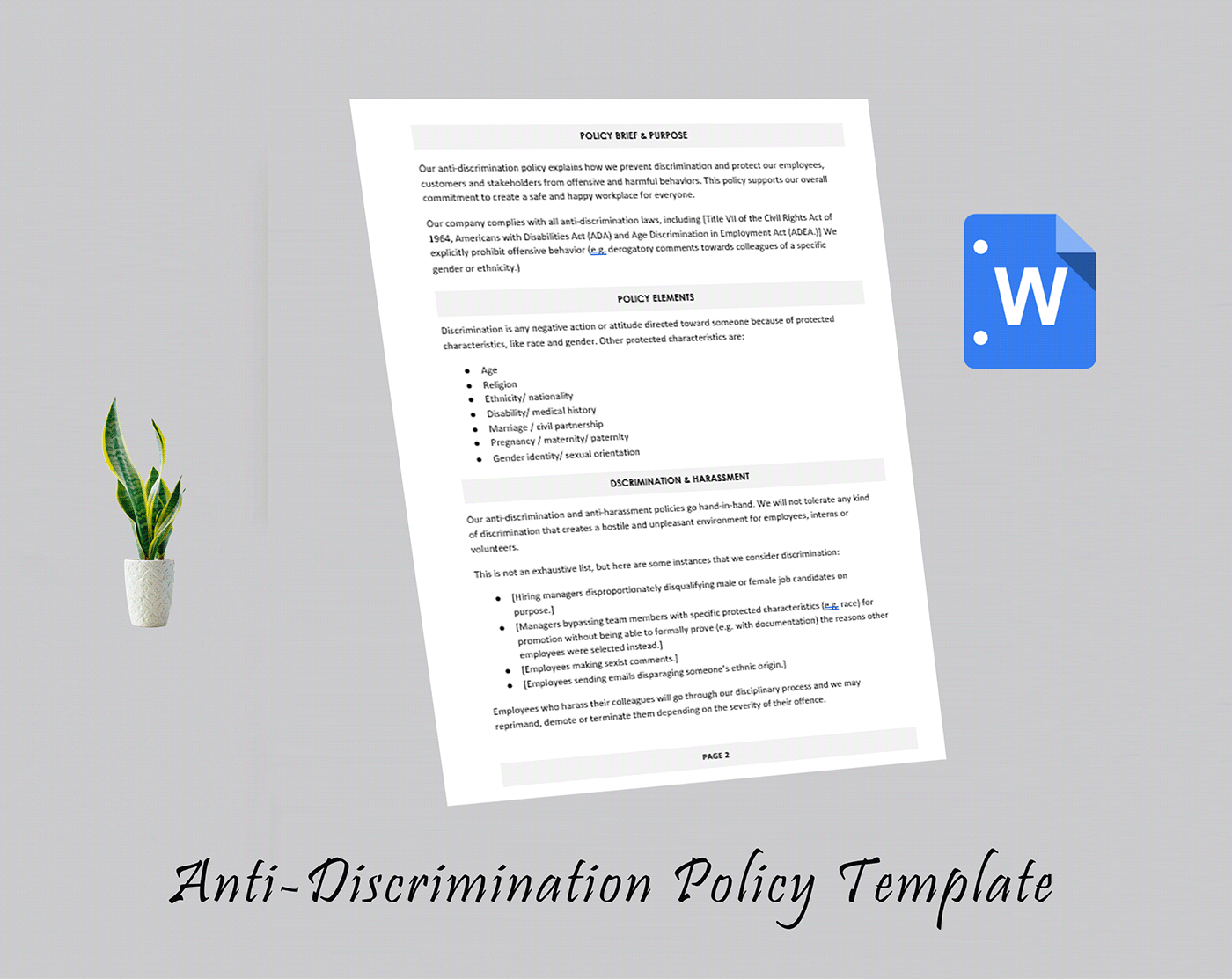 Policy template company Human Resources corporate business ms word professional Unique HR