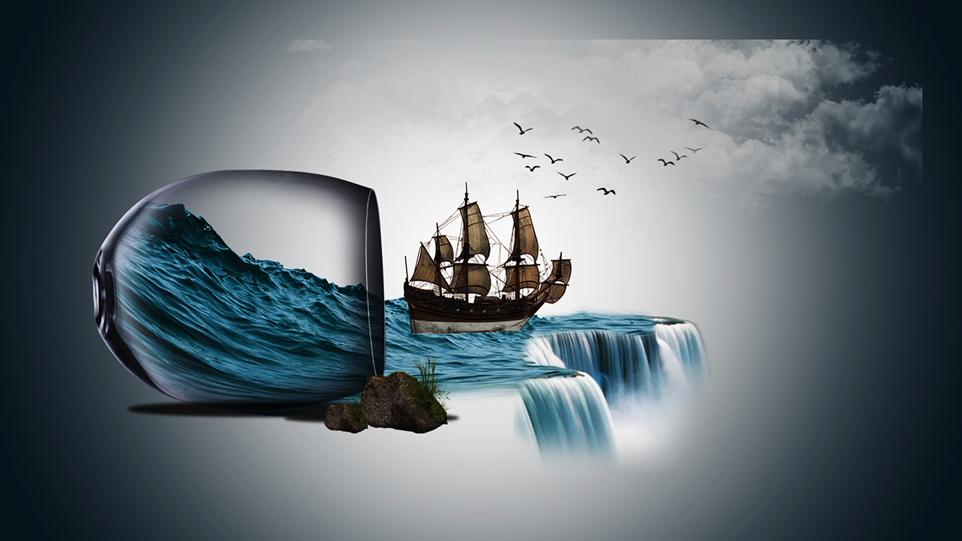 water Photography  ship Ocean manipulation photoshop Graphic Designer design sea