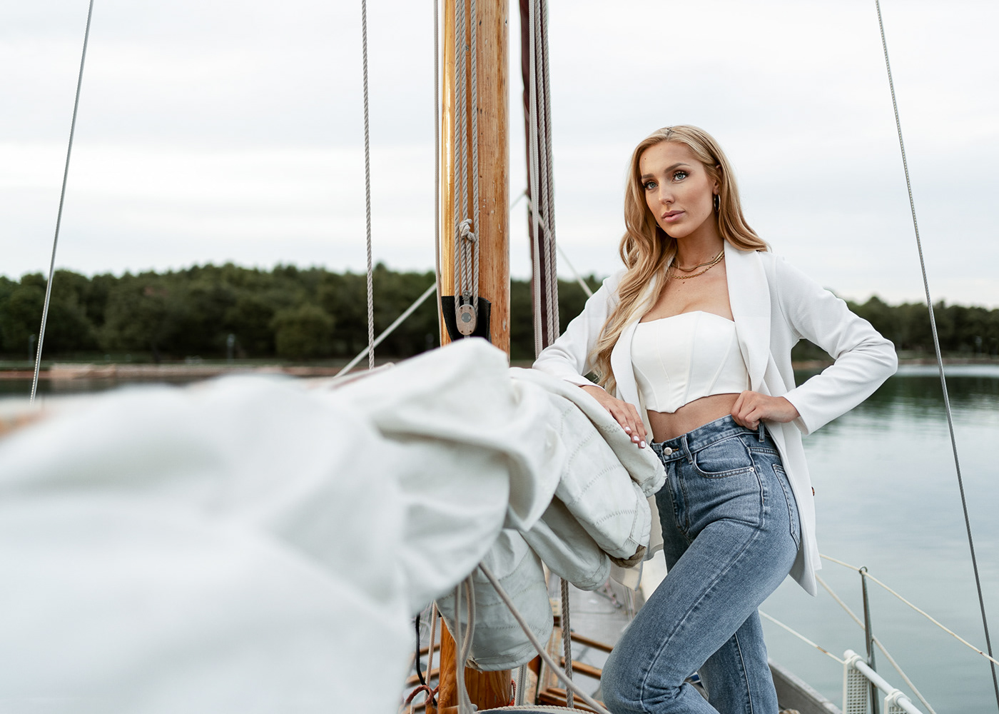 available light boat commercial Croatia girl model portrait sailing sailingboat