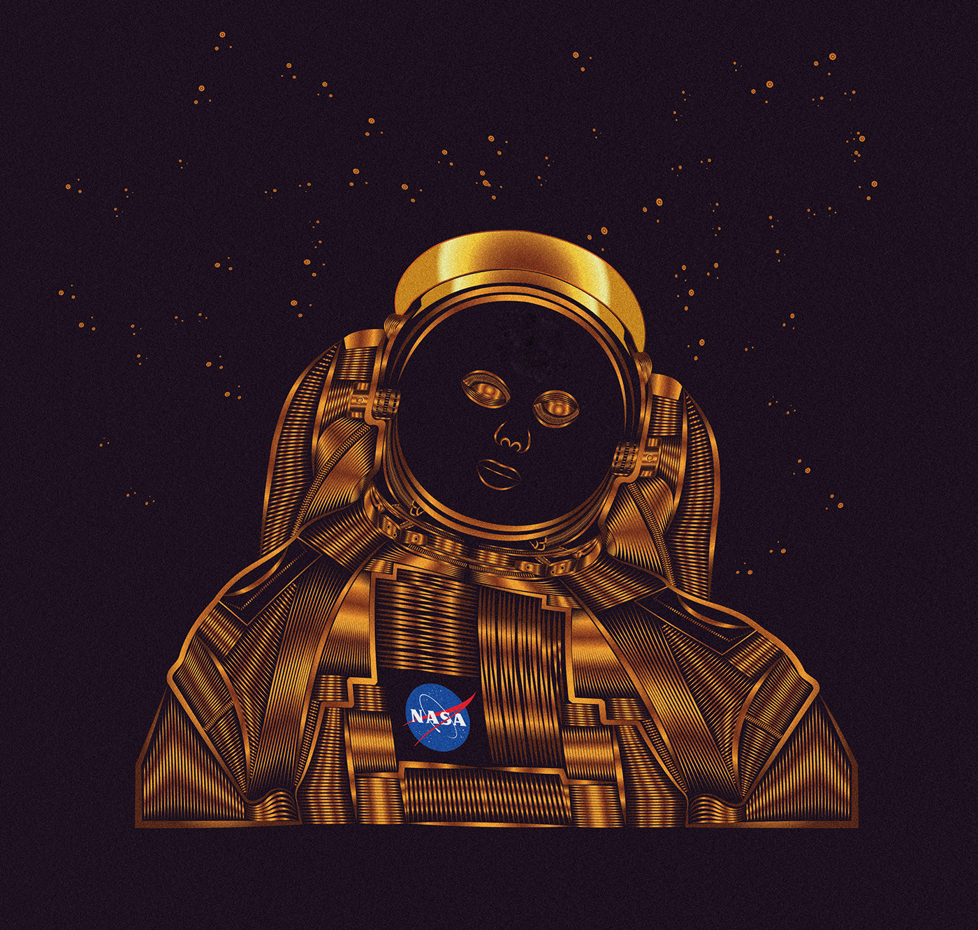 astronaut nasa Illustrator golden lines vector effect stripes adobe Behance