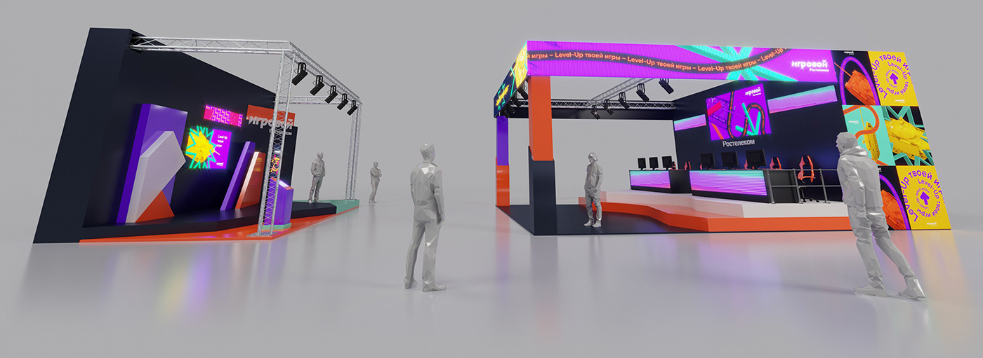 3DDesign creative render stand Rostelecom visual identity wargame wgfest