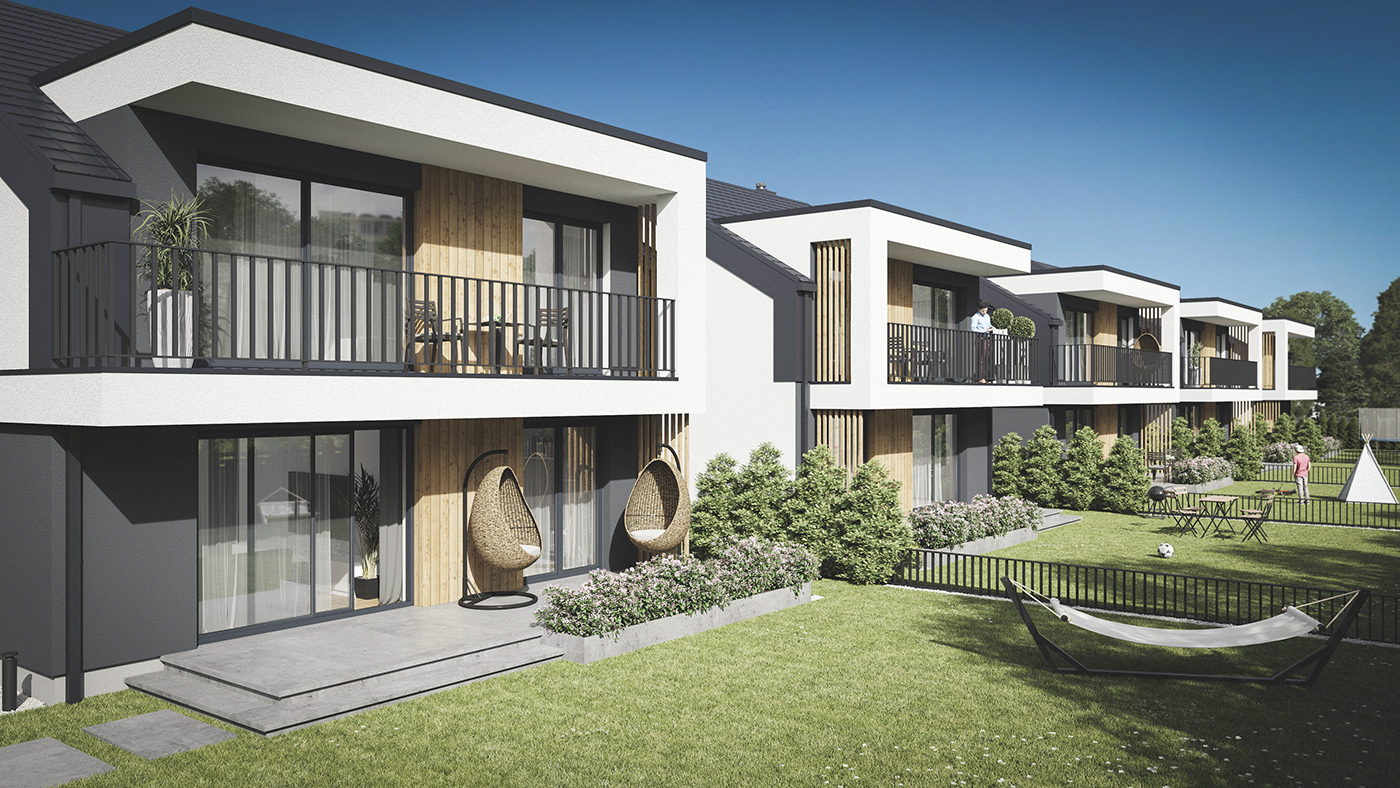 3D rendering visualization architecture estate house housing modern stoform corona