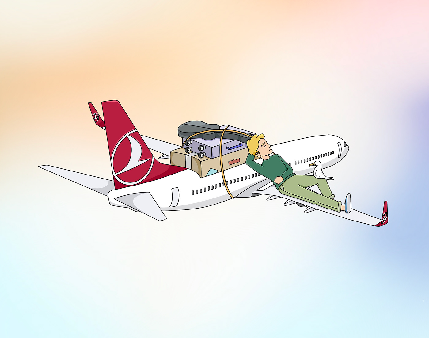flight journey plane discover digital nomad airway musician Wanderer explaner video digital illustration 2D art web illustrations