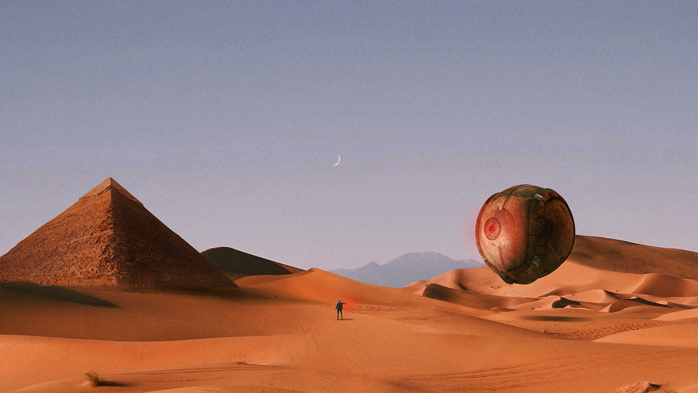 blade runner 2049 future Matte Painting 3D Spaceship desert Photo Manipulation  Space  surreal collage cinema 4d