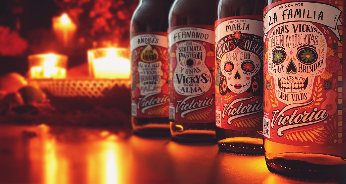beer day of the dead dead detailed dia de los muertos la catrina label design red skull victoria