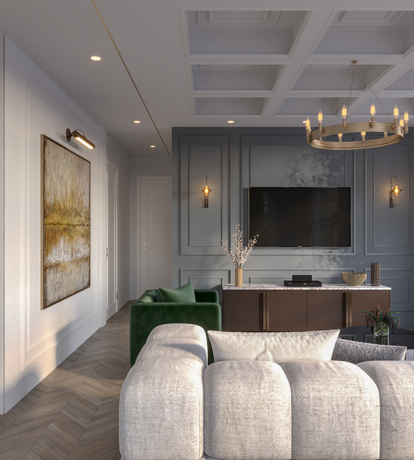 interior design  living room dining room visualization luxury elegant coronarenderer 3dsmax corona americanstyle