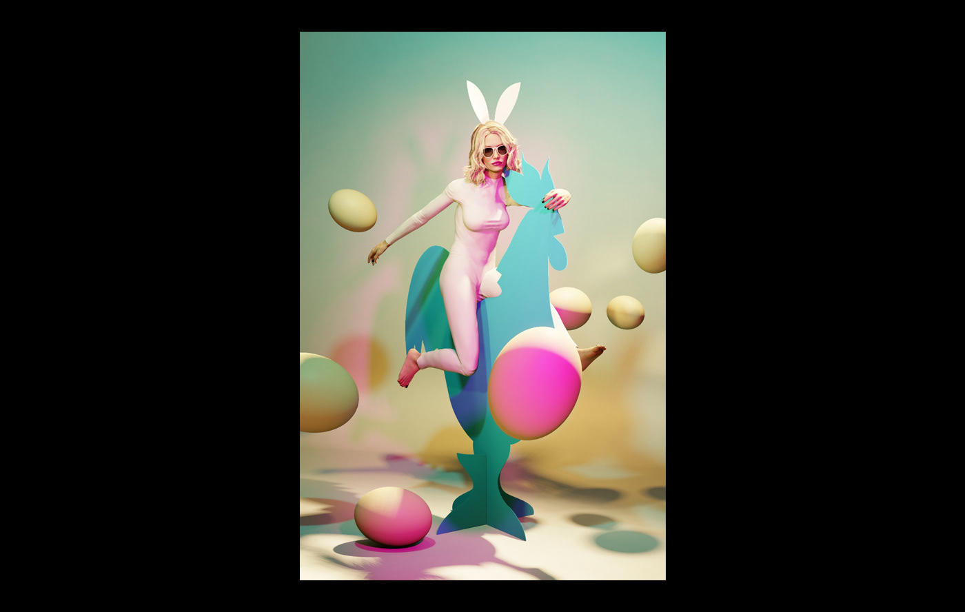 3dart bunny Easter rabbit virtual photography 3dmodel campaign editorial virtual influencer virtual model