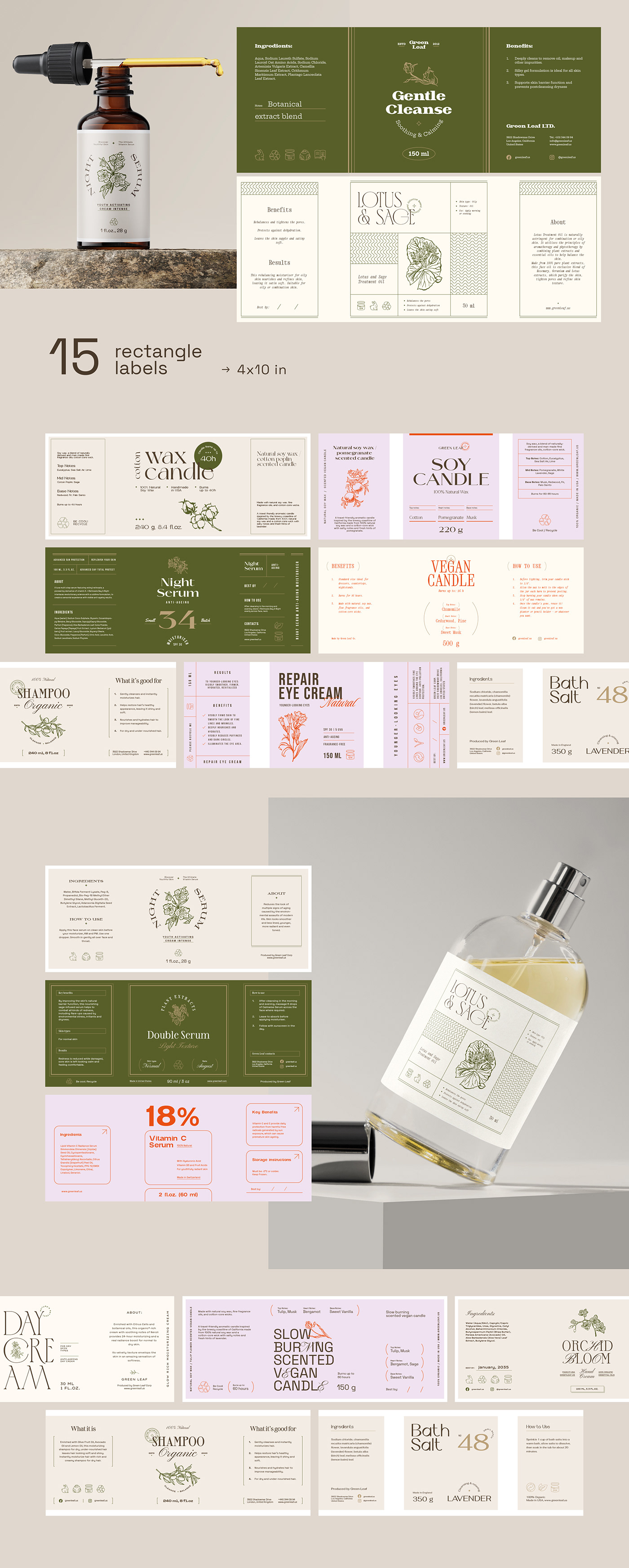 beauty botanical cosmetics freebie Label Mockup packaging design sticker template