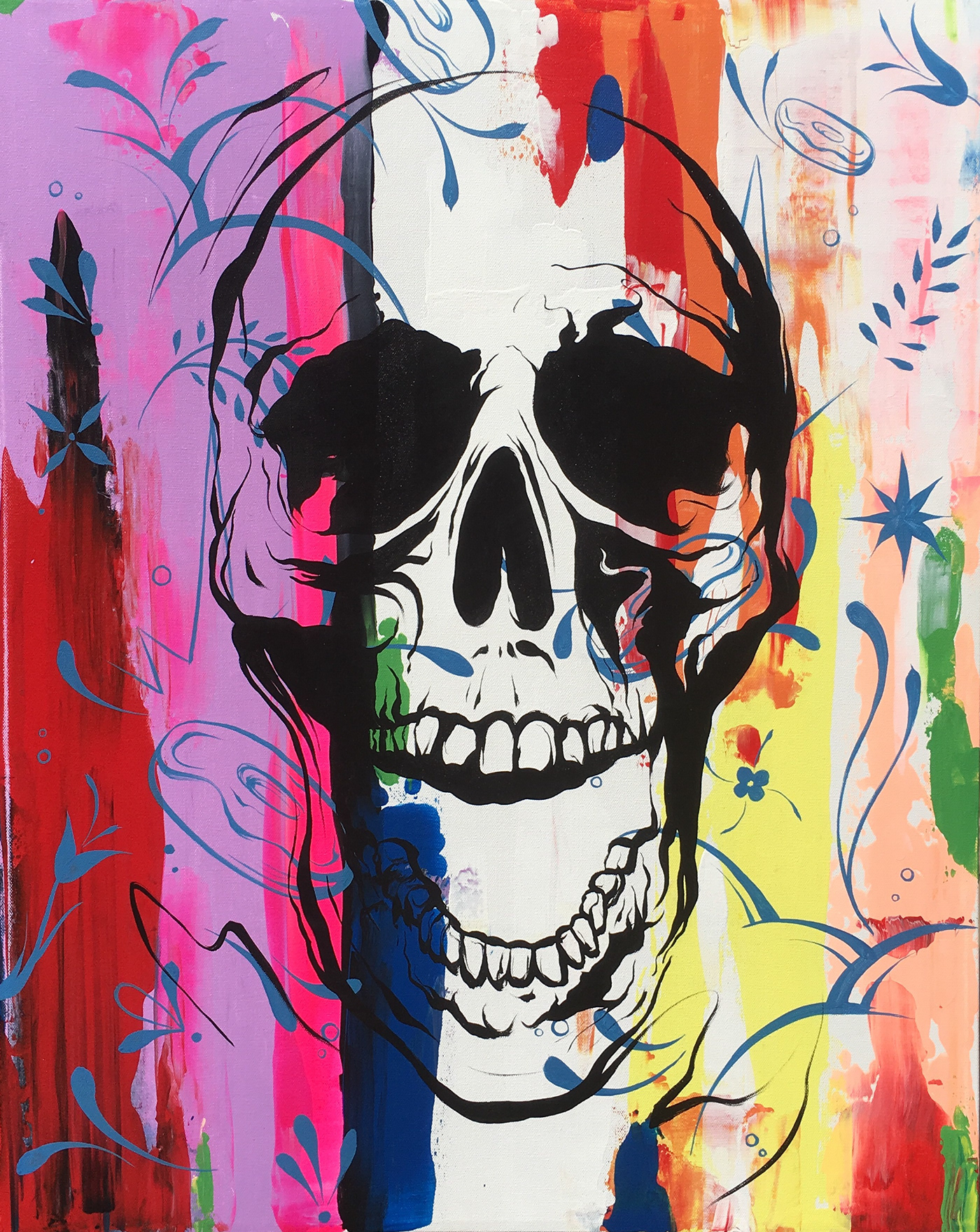 skull Mix media art modern art contemporary art ILLUSTRATION  palet knife Art Director creative