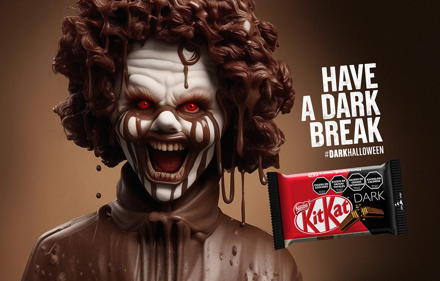 kitkat nestle argentina chocolate Halloween ai characters Character design  Digital Art  Advertising 