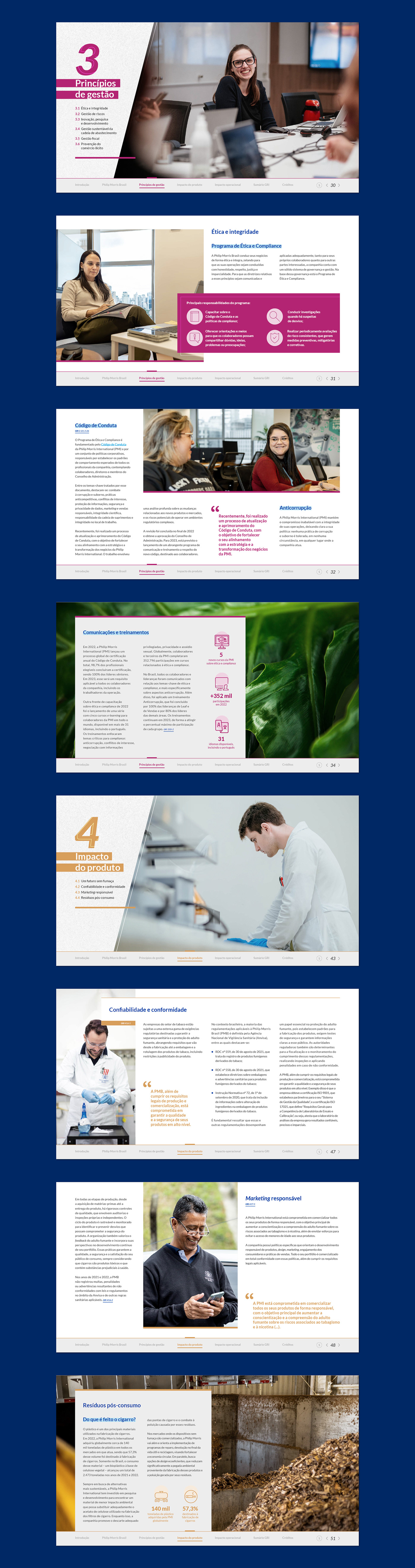 ANNUAL report Relatório sustentabilidade Sustainability ESG philip morris L7 Design diagramação editorial design 