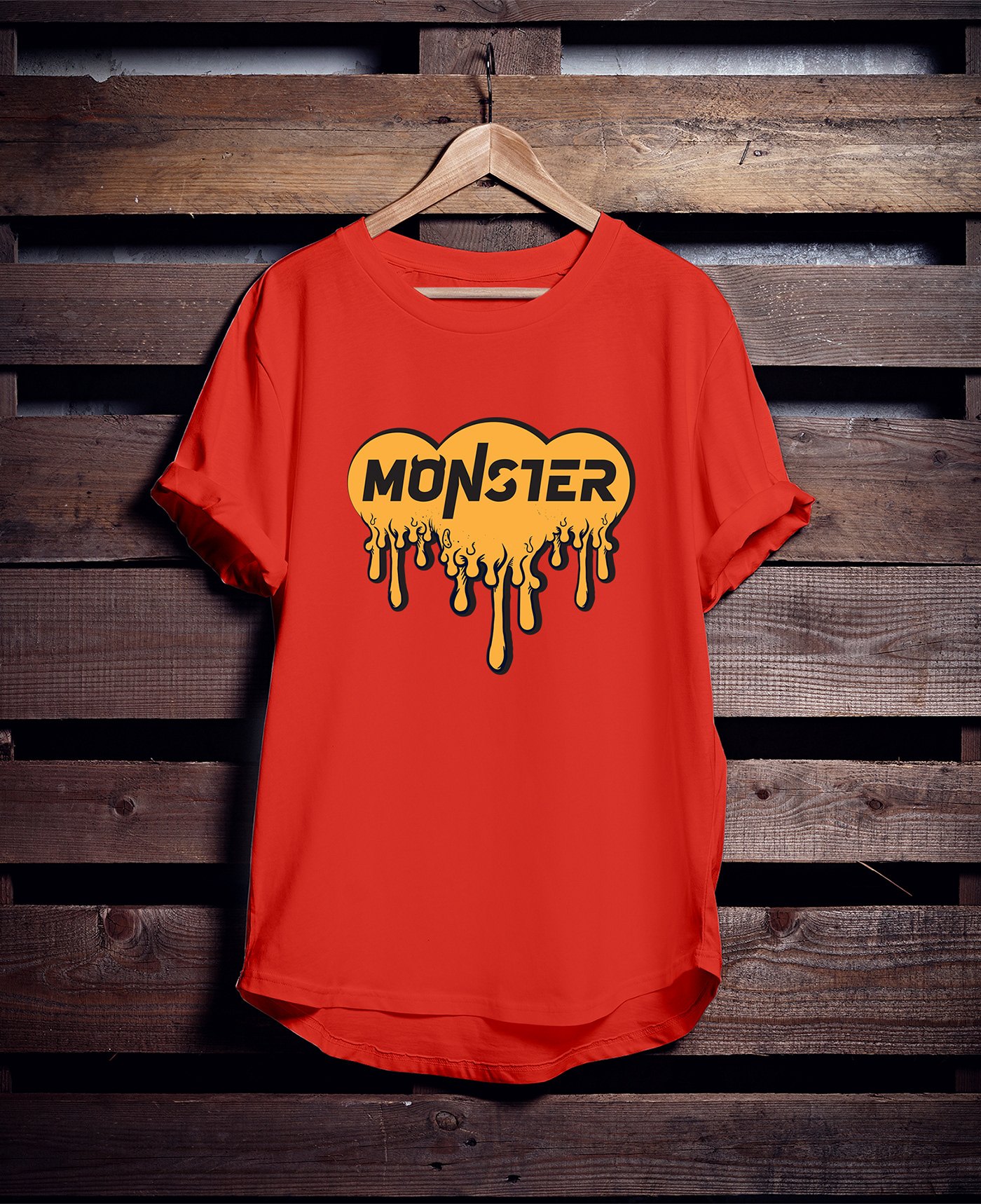 tshirt logo design Mockup graphic design  monster flat t-shirt Fashion  branding  Interaction design 