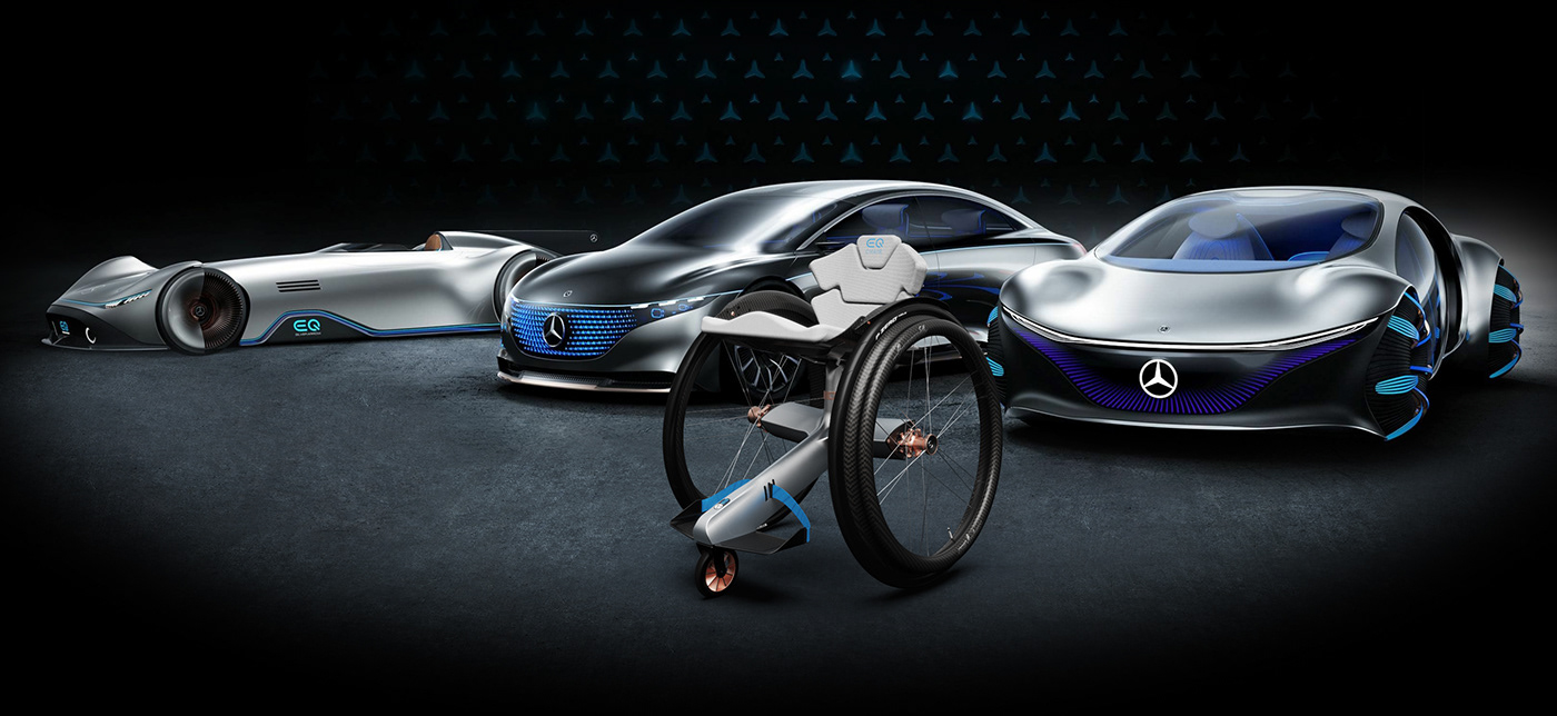 alternative mobility Bike car electric EQ mercedes mobility Smart transportation wheelchair