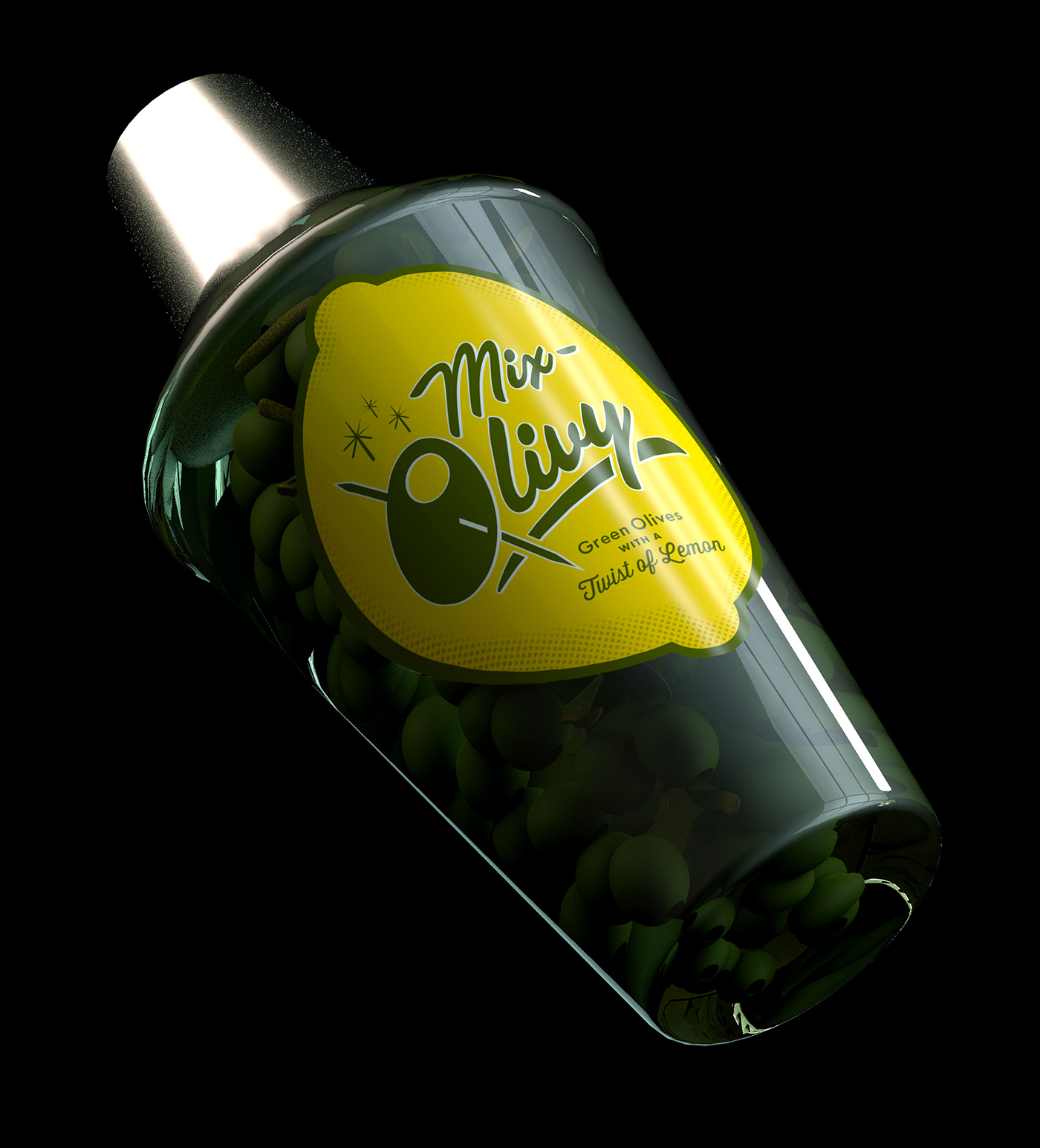 Packaging jar Label lemon green olives