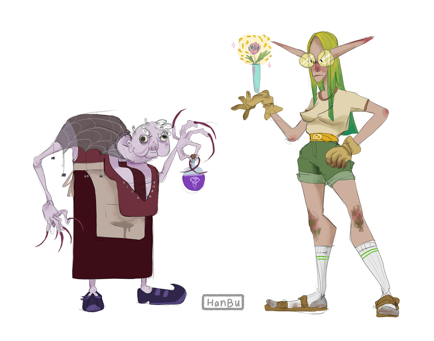 elf witch Character design  sketch ILLUSTRATION 