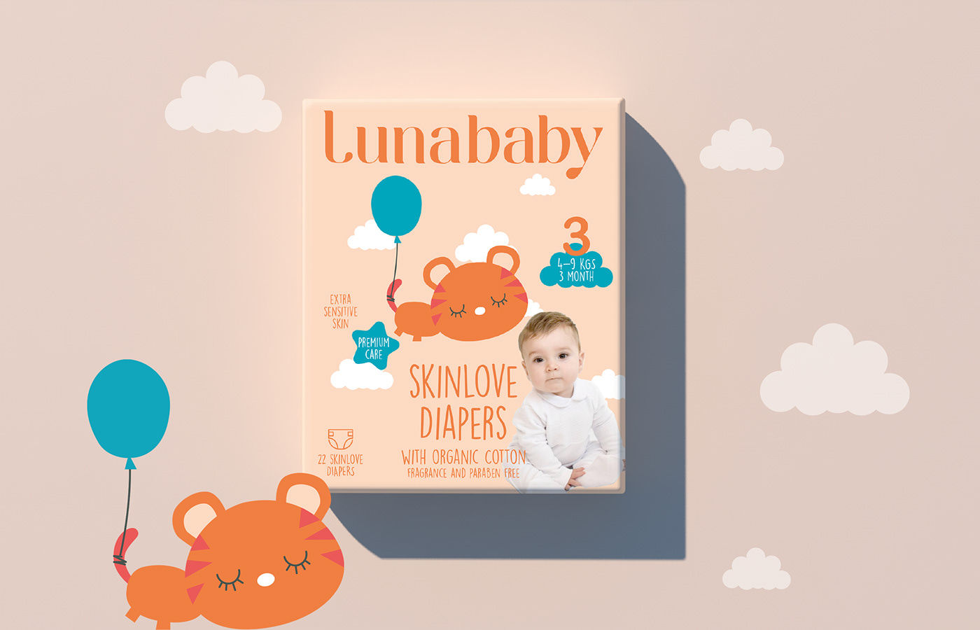 baby product brand identity cartoon diaper packaging digital illustration Logo Design Packaging packaging design