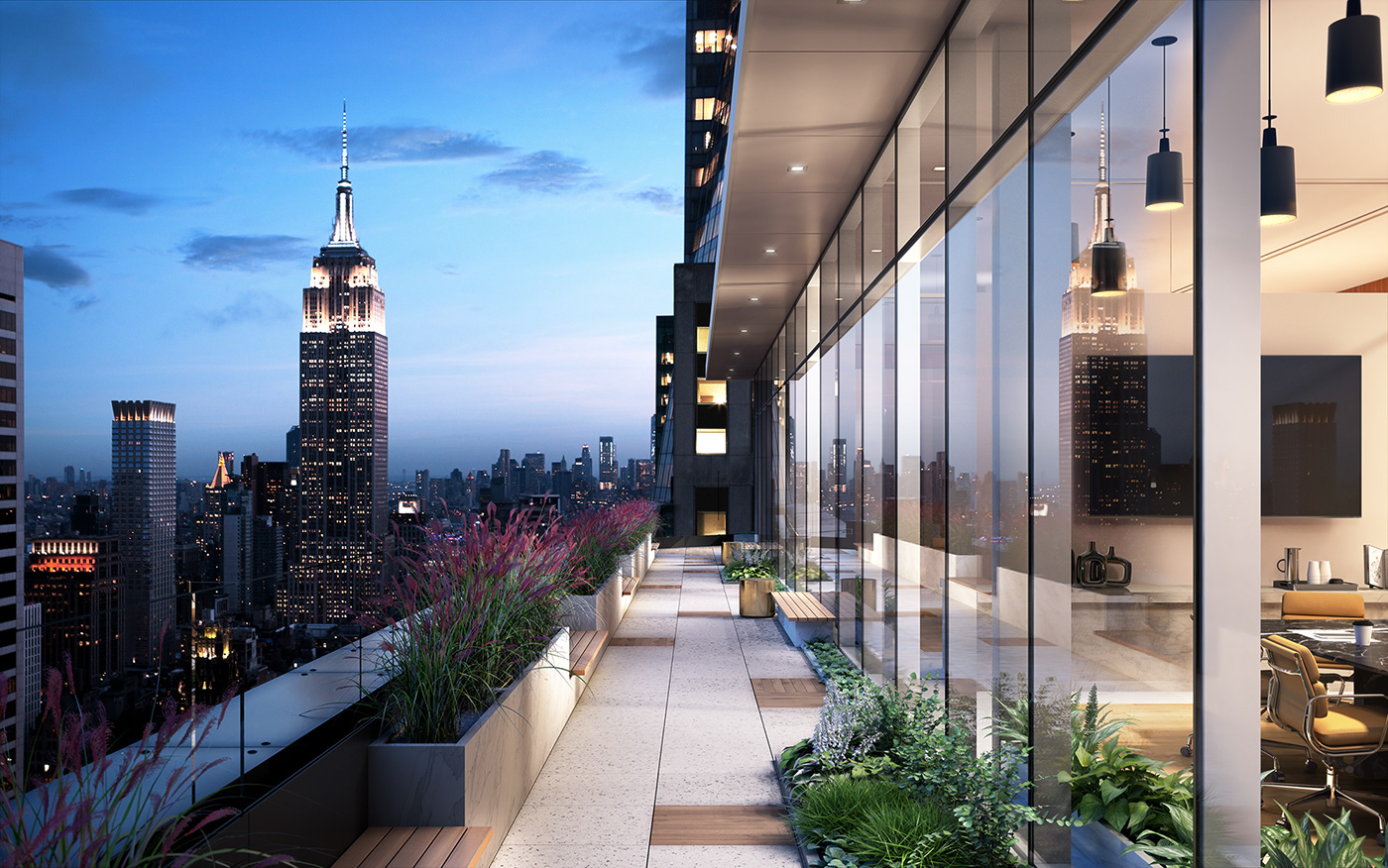 march Ted Moudis New York midtown tower skyscraper penthouse rendering archviz terrace