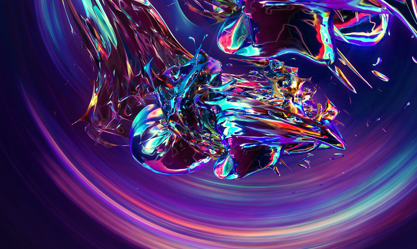 art digital Space  abstract Scifi rainbow blue fractal octane 3D