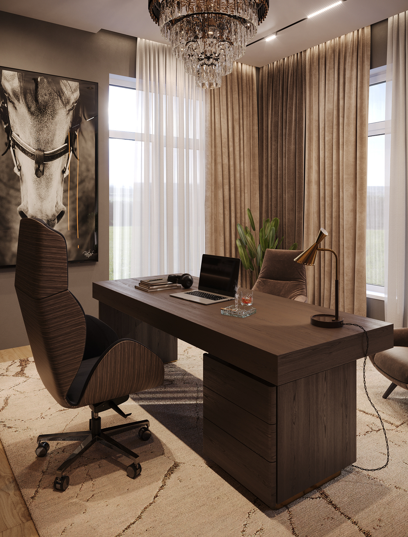 architecture interior design  visualization Render 3ds max 360 panorama modern classic home tour Office cabinet