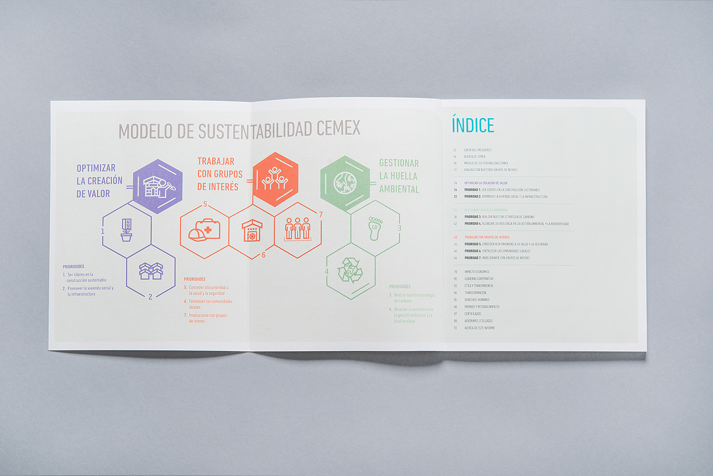 editorial print book Icon cover sustaintability foil graphic design  annual report mexico
