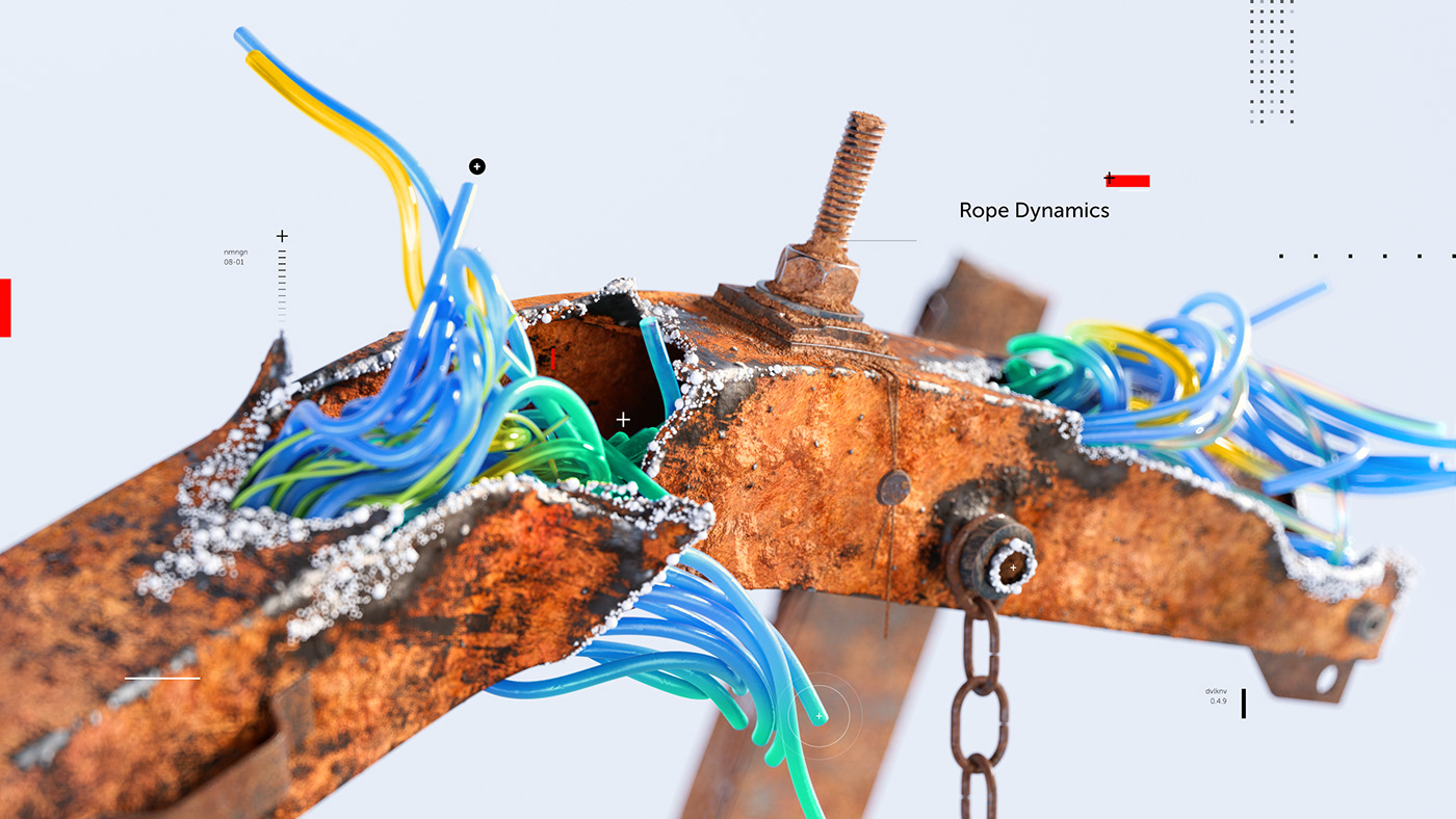 Rope Dynamics project. Illustration. Concept. 3D Design. Look development