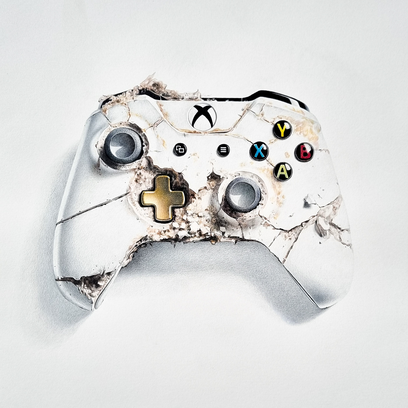 hyperrealism realistic art Drawing  colored pencils xbox controller Gaming