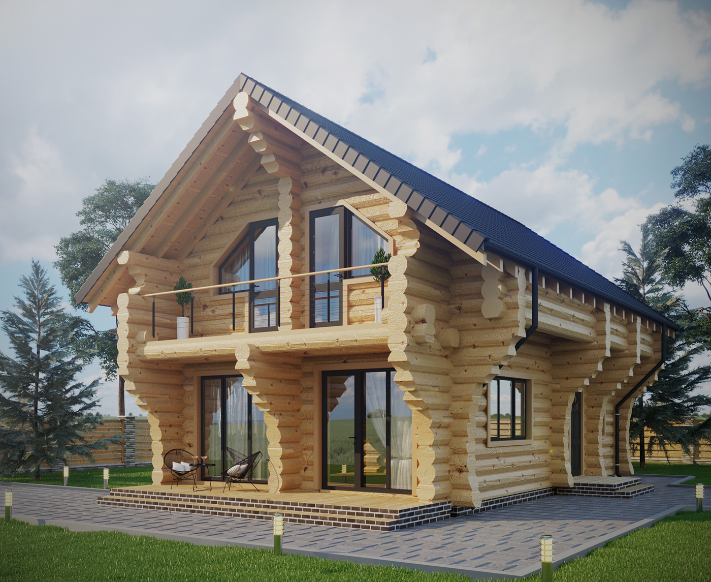wood house exterior design Renders Nature corona 3dsmax