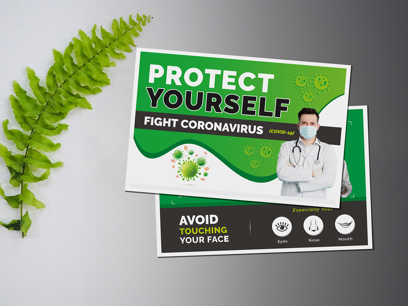 corona Coronavirus COVID-19 INFECTION FLU Postcard Template design protect yourself stay home Stay Safe virus wash your hand