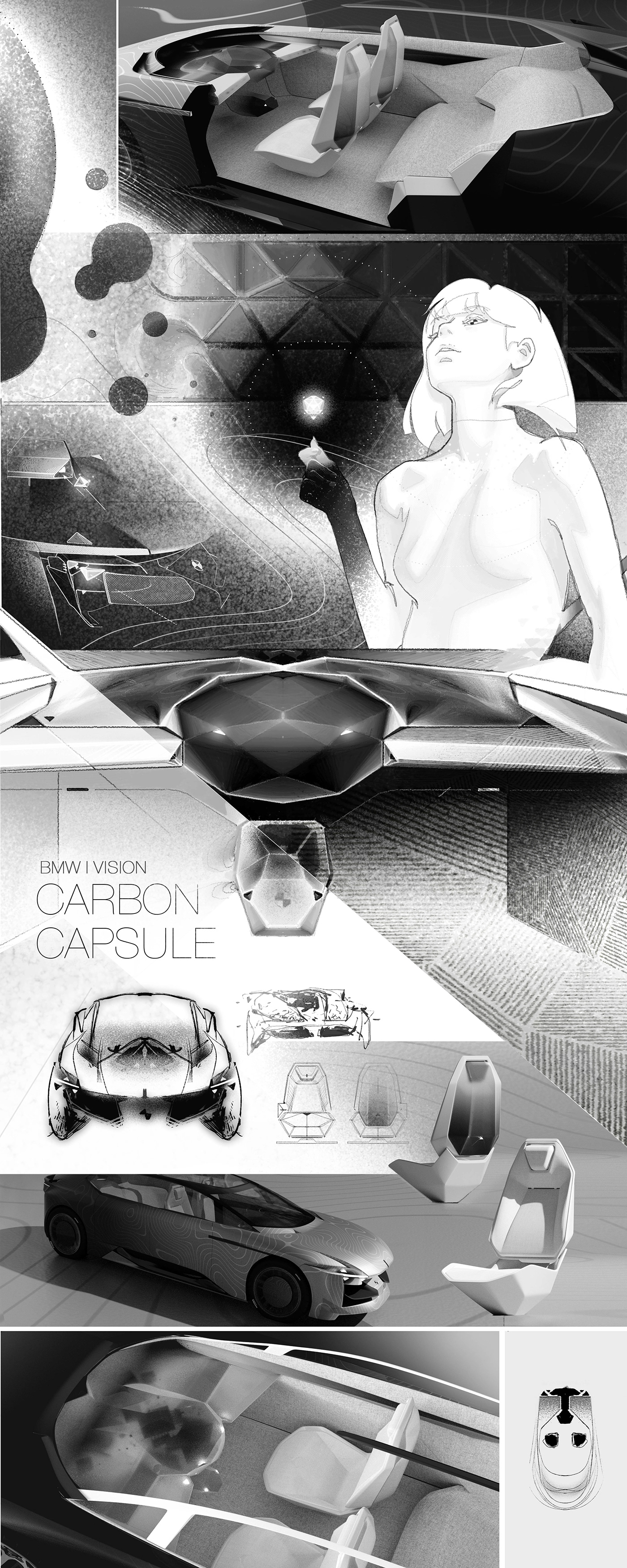 Automotive design BMW carbon cardesign concept Digital Art  recycle sketch Sustainability Transportation Design