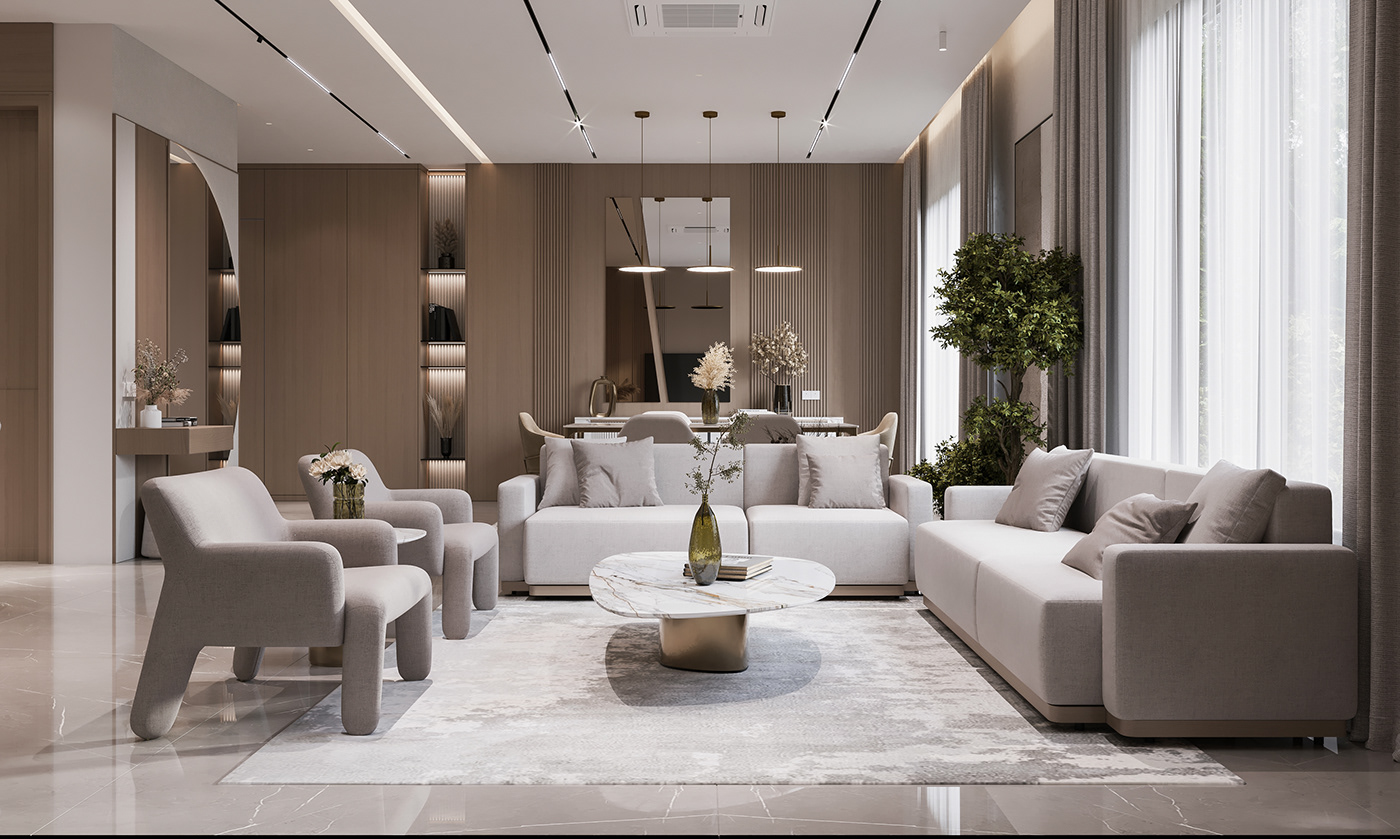 modern simple design Interior living dining lounge reception contemporary