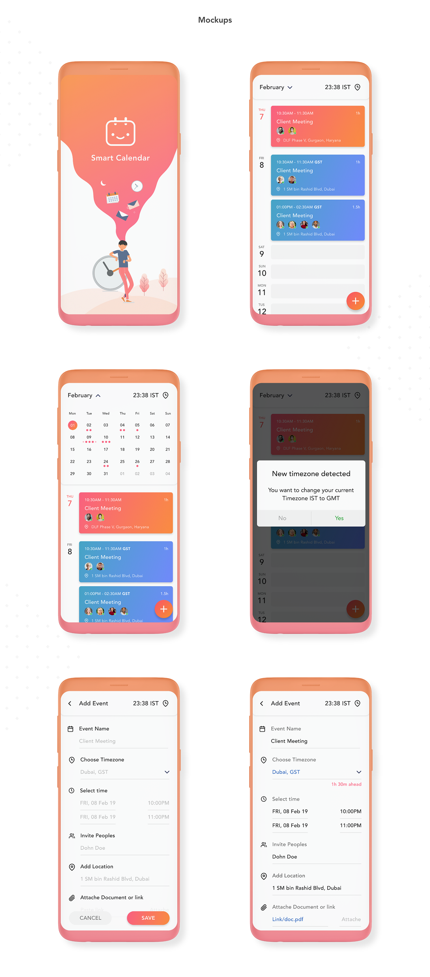 ingeniouspixel UI ux Interaction design  Smart Calendar Calender App android Adobe XD