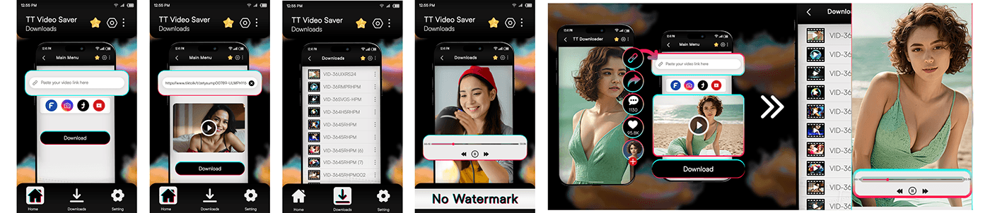 video downloader app UI/UX user interface Screenshots Design App Screenshots app ui design Video Downloader app ux mobile video downloader ui
