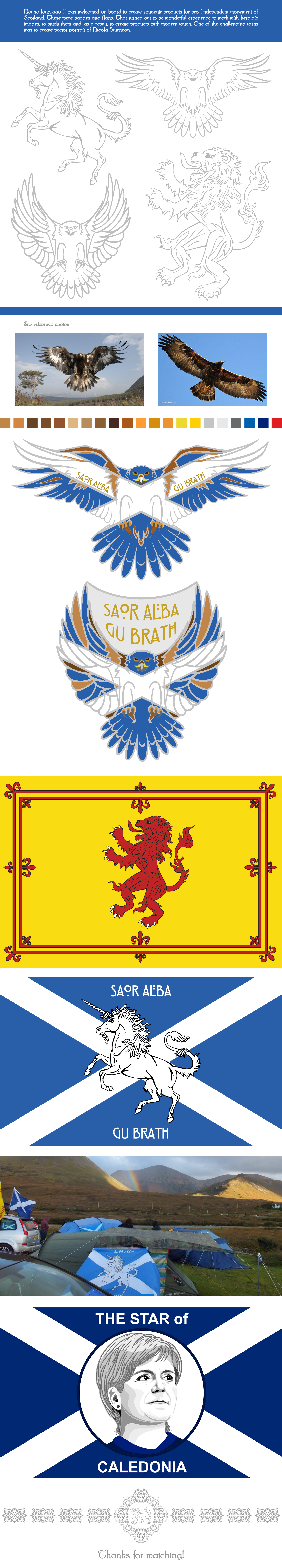 heraldy scotland unicorn lion eagle flag souvenir badge